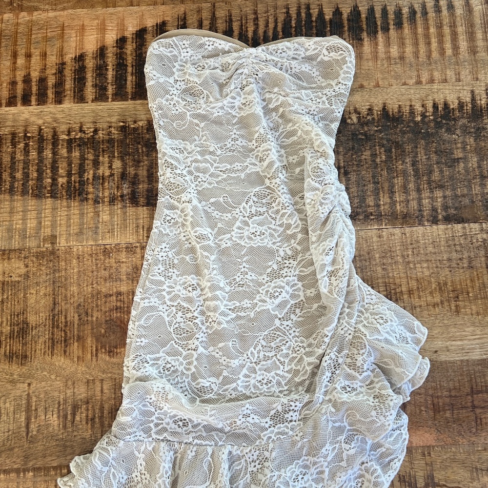 Princess Polly Cream Lace Mini Dress - Size 0